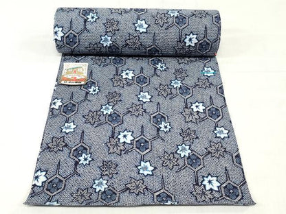 平和屋着物＊夏物　浴衣　反物　着尺　リップル生地　清元しぼり　亀甲草花文　綿　逸品　未使用　DABH3976zy