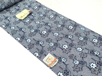 平和屋着物＊夏物　浴衣　反物　着尺　リップル生地　清元しぼり　亀甲草花文　綿　逸品　未使用　DABH3976zy