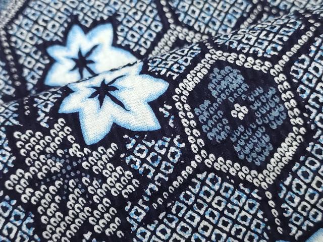 平和屋着物＊夏物　浴衣　反物　着尺　リップル生地　清元しぼり　亀甲草花文　綿　逸品　未使用　DABH3976zy