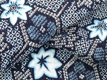 平和屋着物＊夏物　浴衣　反物　着尺　リップル生地　清元しぼり　亀甲草花文　綿　逸品　未使用　DABH3976zy