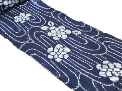 平和屋着物＊夏物　有松鳴海絞　浴衣　反物　着尺　舞花文　湯のし前　綿　逸品　未使用　DABH3980zy