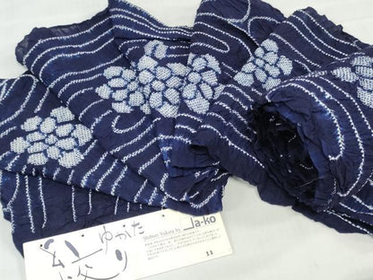 平和屋着物＊夏物　有松鳴海絞　浴衣　反物　着尺　舞花文　湯のし前　綿　逸品　未使用　DABH3980zy