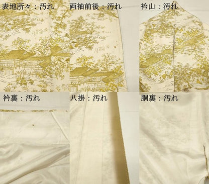 平和屋着物■上質な小紋　手描き　風景花文　正絹　逸品　DABH4005qp