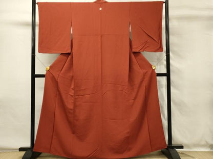 平和屋着物■上質な色無地　弁柄色　正絹　逸品　DABH4013qp