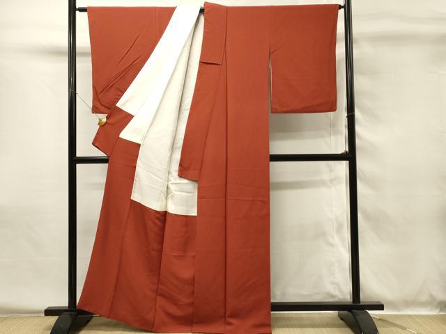平和屋着物■上質な色無地　弁柄色　正絹　逸品　DABH4013qp