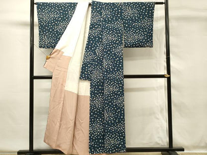 平和屋着物■上質な小紋　クローバー　正絹　逸品　DABH4022qp