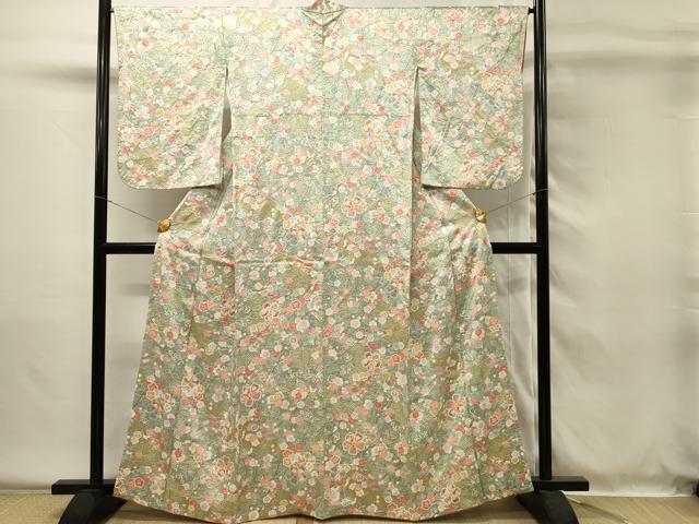 平和屋着物■上質な小紋　枝梅　舞桜文　金彩　正絹　逸品　DABH4026qp