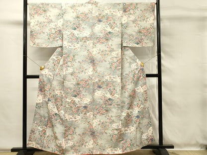 平和屋着物■上質な小紋　風景花文　正絹　逸品　DABH4029qp