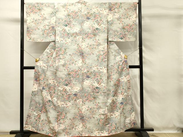 平和屋着物■上質な小紋　風景花文　正絹　逸品　DABH4029qp