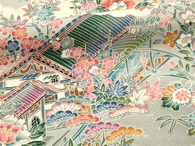 平和屋着物■上質な小紋　風景花文　正絹　逸品　DABH4029qp