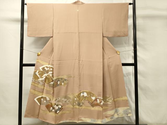 平和屋着物■豪華色留袖　駒刺繍　地紙飛鶴花文　枝梅　金彩　正絹　逸品　DABH4033qp