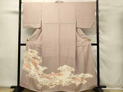 平和屋着物■豪華色留袖　刺繍　渡橋風景文　金彩　正絹　逸品　DABH4051qp
