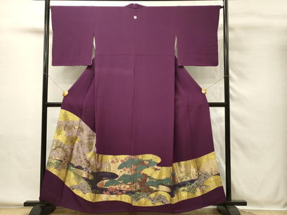 平和屋着物■豪華色留袖　寿光織　枝松花鳥文　桜　金彩　やまと誂製　正絹　逸品　DABH4060qp
