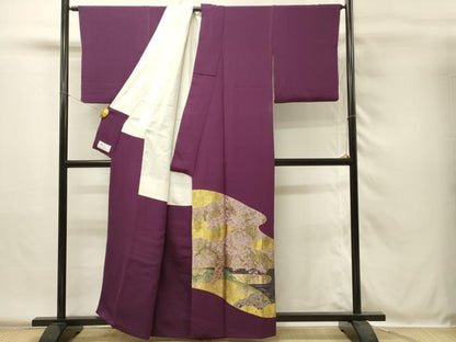 平和屋着物■豪華色留袖　寿光織　枝松花鳥文　桜　金彩　やまと誂製　正絹　逸品　DABH4060qp