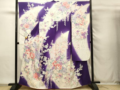 平和屋着物■豪華振袖　乱菊　牡丹　暈し染め　銀彩　正絹　逸品　DABH4061qp