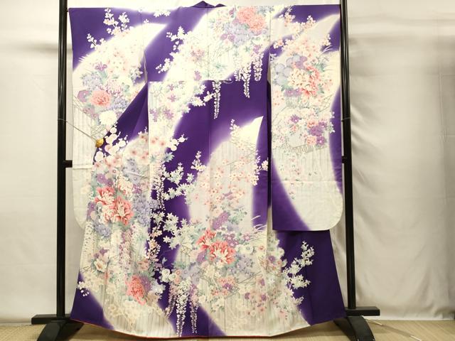 平和屋着物■豪華振袖　乱菊　牡丹　暈し染め　銀彩　正絹　逸品　DABH4061qp