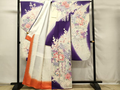 平和屋着物■豪華振袖　乱菊　牡丹　暈し染め　銀彩　正絹　逸品　DABH4061qp