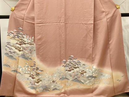 平和屋着物■豪華色留袖　風景花文　松竹梅　暈し染め　金彩　正絹　逸品　DABH4062qp