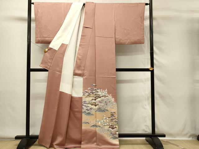 平和屋着物■豪華色留袖　風景花文　松竹梅　暈し染め　金彩　正絹　逸品　DABH4062qp