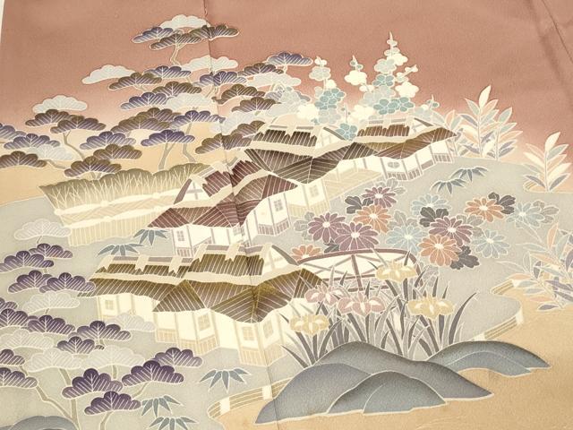 平和屋着物■豪華色留袖　風景花文　松竹梅　暈し染め　金彩　正絹　逸品　DABH4062qp