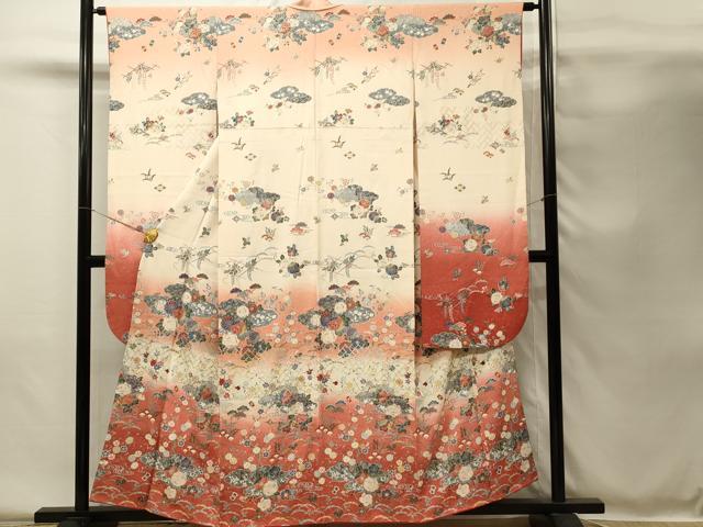 平和屋着物■豪華振袖　辻が花　枝梅　暈し染め　金銀彩　まるやま扱い　正絹　逸品　DABH4074qp