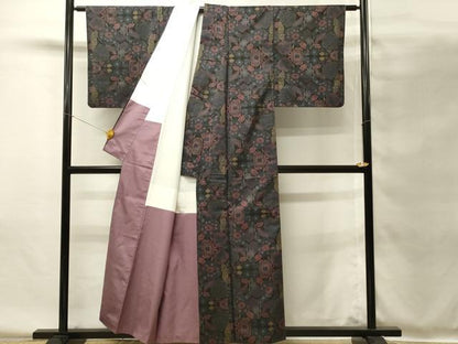 平和屋着物■本場大島紬　7マルキ　草花文　正絹　逸品　DABH4076qp