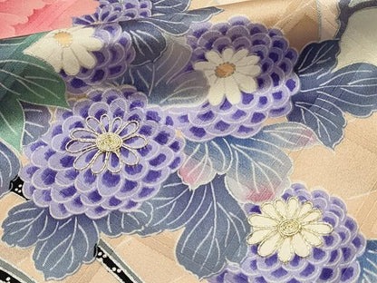 平和屋着物■豪華振袖　駒刺繍　絞り　笹竹牡丹文　銀彩　正絹　逸品　DABH4078qp