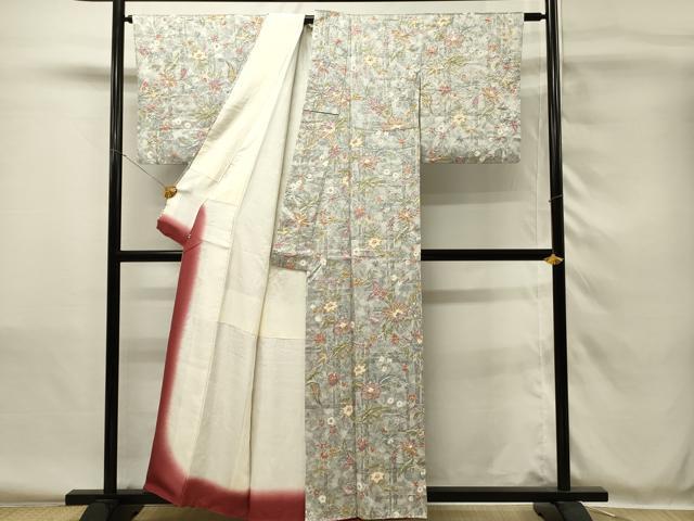 平和屋着物■上質な小紋　絞り　更紗花文　三越扱い　正絹　逸品　DABH4079qp