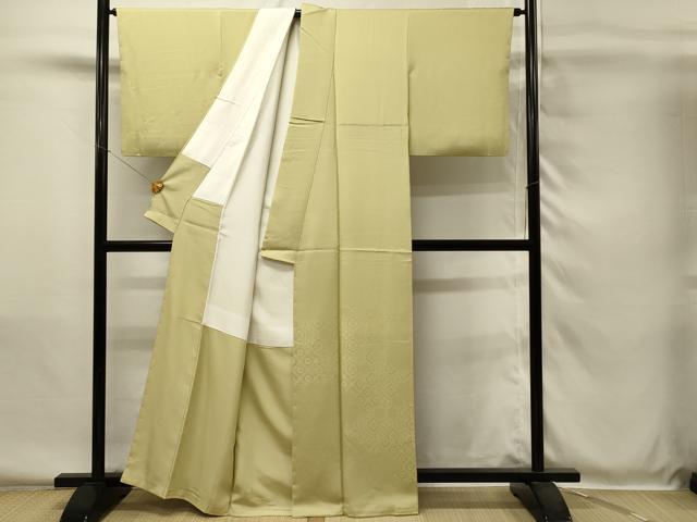 平和屋着物■上質な色無地　亀甲花地紋　蒸栗色　正絹　逸品　DABH4088qp