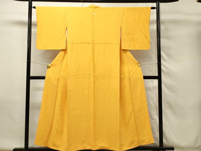 平和屋着物■上質な色無地　霞地紋　パンプキン色　正絹　逸品　DABH4098qp