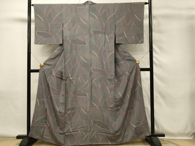 平和屋着物■上質な小紋　リバーシブル　抽象文　椿　正絹　逸品　未使用　DABH4099qp