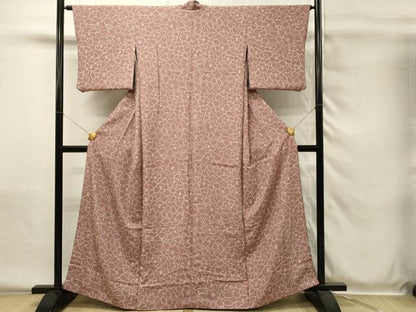 平和屋着物■上質な小紋　リバーシブル　抽象文　椿　正絹　逸品　未使用　DABH4099qp