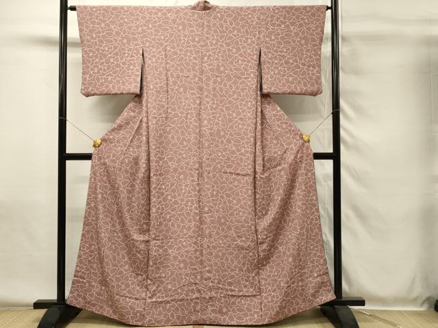 平和屋着物■上質な小紋　リバーシブル　抽象文　椿　正絹　逸品　未使用　DABH4099qp
