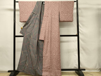 平和屋着物■上質な小紋　リバーシブル　抽象文　椿　正絹　逸品　未使用　DABH4099qp
