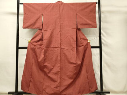 平和屋着物■上質な紬　霞文　紅海老茶色　正絹　逸品　DABH4100qp
