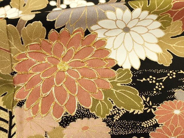 平和屋着物■豪華黒留袖　駒刺繍　渡橋花車文　枝梅　金彩　正絹　逸品　DABH4101qp