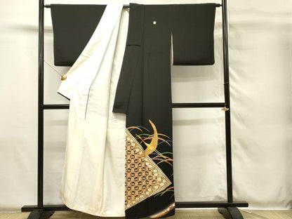 平和屋着物■豪華黒留袖　駒刺繍　萬寿染　飛鳥文　有栖川文様　暈し染め　金彩　正絹　逸品　DABH4102qp