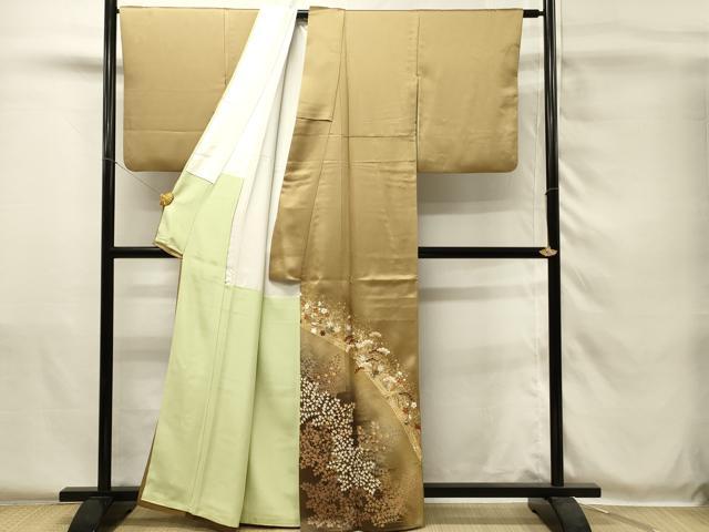 平和屋着物■豪華色留袖　駒刺繍　花松文　暈し染め　金銀彩　正絹　逸品　DABH4103qp