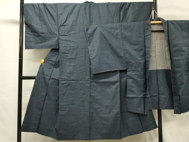 平和屋着物■男性　紬　アンサンブル　長羽織　100亀甲　正絹　逸品　DABH4106qp