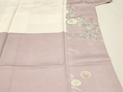 平和屋着物■訪問着　檜扇花文　乱菊　暈し染め　銀彩　正絹　逸品　DABH4114qp