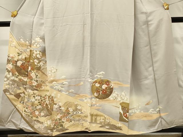 平和屋着物■豪華色留袖　駒刺繍　流水風景花文　暈し染め　金彩　正絹　逸品　DABH4123qp