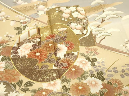 平和屋着物■豪華色留袖　駒刺繍　流水風景花文　暈し染め　金彩　正絹　逸品　DABH4123qp