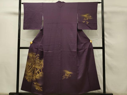 平和屋着物■訪問着　風景草葉文　暈し染め　金彩　正絹　逸品　DABH4124qp