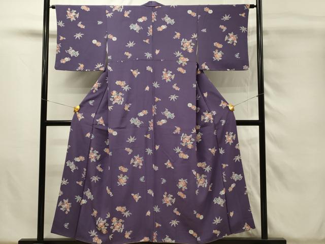 平和屋着物■上質な小紋　型染め　舞花文　正絹　逸品　DABH4127qp