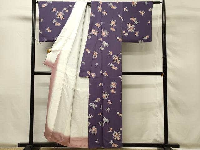 平和屋着物■上質な小紋　型染め　舞花文　正絹　逸品　DABH4127qp