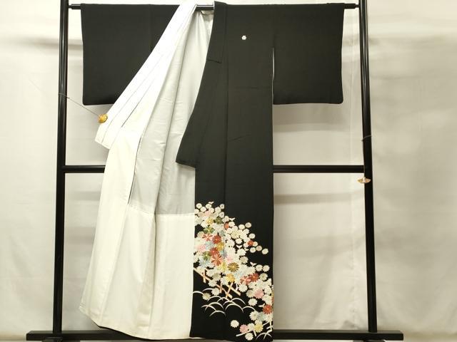 平和屋着物■豪華黒留袖　駒刺繍　菊尽くし　金彩　正絹　逸品　DABH4128qp