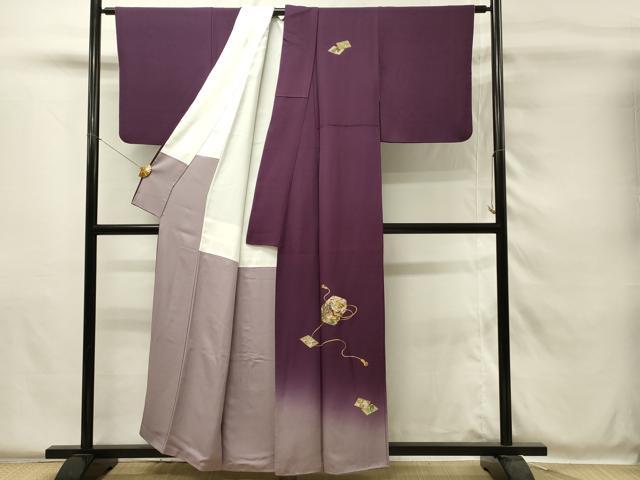 平和屋着物■日本画家　堀信　訪問着　花鳥文箱文　暈し染め　金彩　正絹　逸品　DABH4130qp