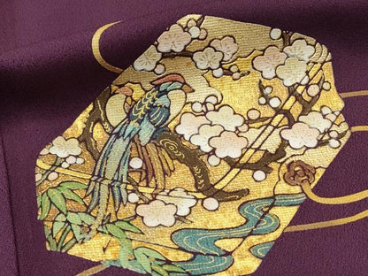 平和屋着物■日本画家　堀信　訪問着　花鳥文箱文　暈し染め　金彩　正絹　逸品　DABH4130qp
