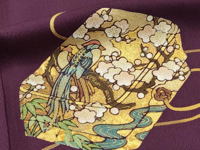 平和屋着物■日本画家　堀信　訪問着　花鳥文箱文　暈し染め　金彩　正絹　逸品　DABH4130qp