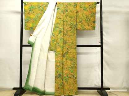 平和屋着物■上質な小紋　草花文　暈し染め　正絹　逸品　DABH4131qp